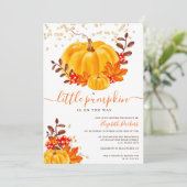 Niedliche Dusche aus Goldkürbis Einladung (Stehend Vorderseite)