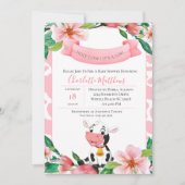 Niedliche Dusche aus heiliger Kuh Pink Bläsernchen Einladung (Vorderseite)