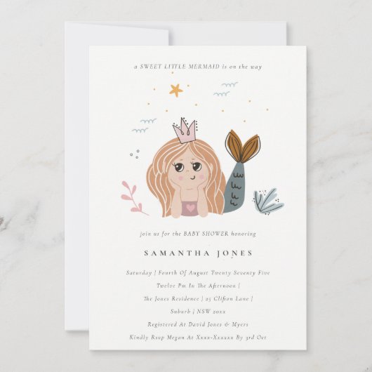 Niedliche Dusche aus weißem Meerwasser Meerjungfra Dankeskarte (Vorderseite)