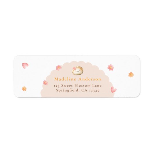 Niedliche Dusche Floral Baby Dusche Rücksendeadres (Vorne)
