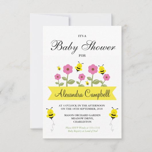 Niedliche Dusche für Hummeln Einladung (Vorderseite)