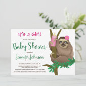 Niedliche Dusche mit glänzender Rosa Blütenspülung Einladung (Stehend Vorderseite)