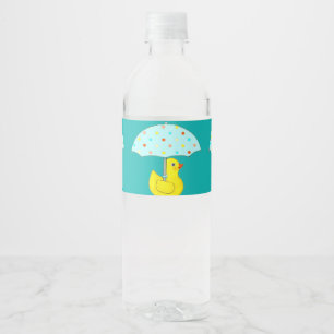 Niedliche Dusche mit Regenschirm Wasserflaschenetikett