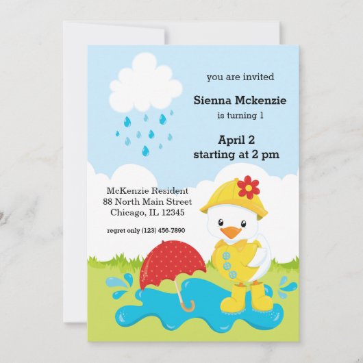 Niedliche Duschen im April Einladung (Vorderseite)