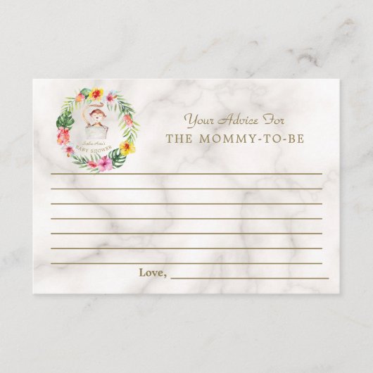 Niedliche Duschtiere von Affen mit tropischer Flor Hinweiskarte (Vorderseite)