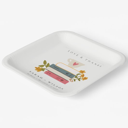 Niedliche duskische Rot gestapelte Storybooks Blum Pappteller (Gewinkelt)