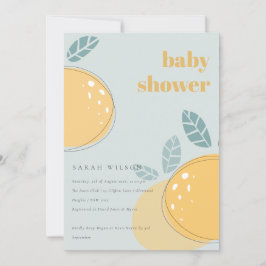 Niedliche Dusky Blue Lemon Fruity Bold Baby Dusche Einladung