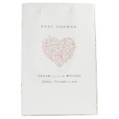 Niedliche Dusky Blush Blues Heart Baby Dusche Mittlere Geschenktüte (Vorderseite)