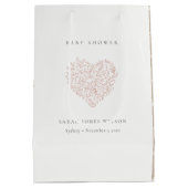 Niedliche Dusky Blush Blues Heart Baby Dusche Mittlere Geschenktüte (Rückseite)