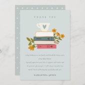 Niedliche Dusky Storybooks Floral Baby Dusche Dankeskarte (Vorne/Hinten)