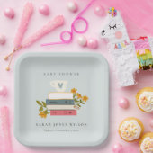 Niedliche Dusky Storybooks Floral Baby Dusche Pappteller (Party)