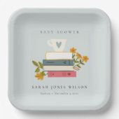 Niedliche Dusky Storybooks Floral Baby Dusche Pappteller (Vorderseite)