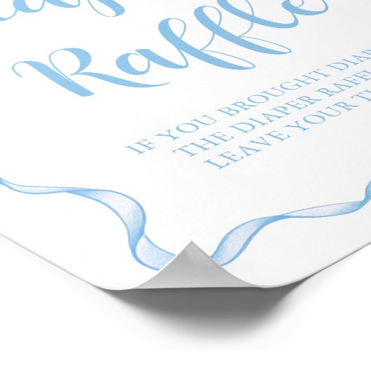 Niedliche Dusty Blue Bow Boy Baby Dusche Windeln W Poster (Ecke)