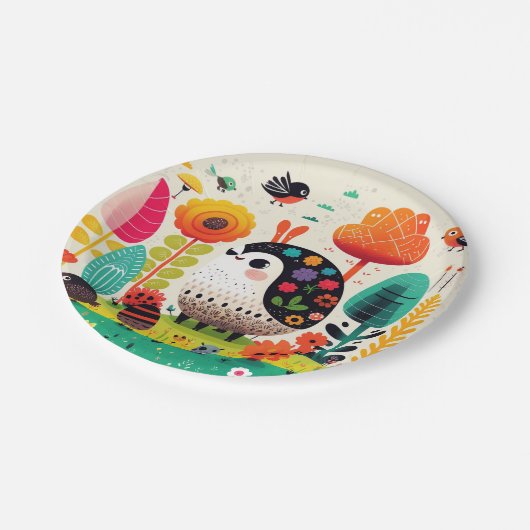 Niedliche Dynamische Monster und verspielte Wesen Pappteller (Schrägansicht)