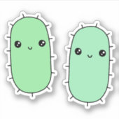 Niedliche E. coli Bakterien - Kawaii-Mikrobe-Carto Aufkleber (Vorderseite)