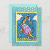 Niedliche EASTER-GIRAFFE- UND FRÜHSTÜCK Feiertagspostkarte (Vorne/Hinten)