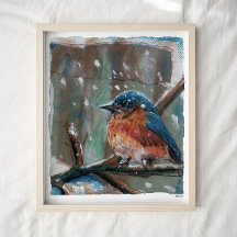 Niedliche Eastern Bluebird Winter Art Print