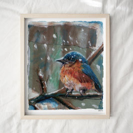 Niedliche Eastern Bluebird Winter Art Print Poster