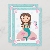 Niedliche Ebene des kleinen Meerjungfraumädchens Dankeskarte (Vorne/Hinten)