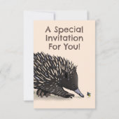 Niedliche Echodina und Bienen-Cartoon Einladung (Rückseite)