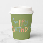 Niedliche Editable Green Picnic Birthday Kids Gard Pappbecher (Rückseite)