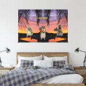 Niedliche Eichhörnchen bei tropischem Sonnenunterg Leinwanddruck (Insitu (Schlafzimmer))