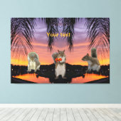 Niedliche Eichhörnchen bei tropischem Sonnenunterg Leinwanddruck (Insitu (Holzboden))