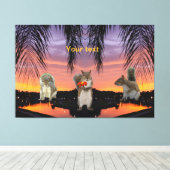 Niedliche Eichhörnchen bei tropischem Sonnenunterg Leinwanddruck (Insitu (Holzboden))