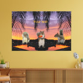 Niedliche Eichhörnchen bei tropischem Sonnenunterg Leinwanddruck (Insitu (Wohnzimmer))