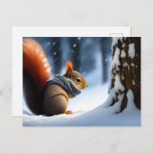 Niedliche Eichhörnchen-Erwärmung Hände in einen Sc Postkarte (Vorne/Hinten)