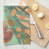 Niedliche Eichhörnchen essen Haselnüsse Illustrati Geschirrtuch (Viertel Falte)