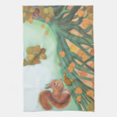 Niedliche Eichhörnchen essen Haselnüsse Illustrati Geschirrtuch (Vertikal)