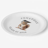 Niedliche Eichhörnchen-Kindergarten-Graduierungspa Pappteller (Schrägansicht)