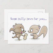 Niedliche Eichhörnchen mit Erdnuss-Cartoon Postkarte (Vorne/Hinten)