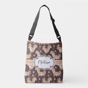 Niedliche Eichhörnchen und Acorns-Individuelle Nam Tragetaschen Mit Langen Trägern