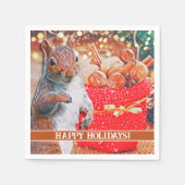 Niedliche Eichhörnchen-Weihnachtskerne Serviette (Vorderseite)