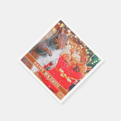 Niedliche Eichhörnchen-Weihnachtskerne Serviette (Ecke)