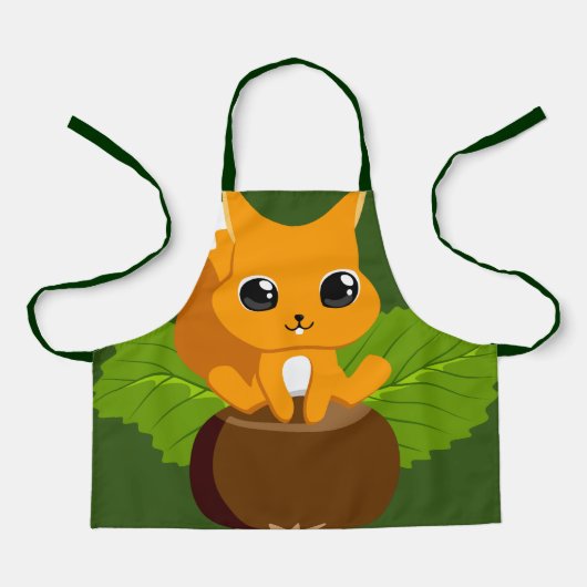 Niedliche Eichhörnchenwald Kids All-over-Print-Sch Schürze (Vorderseite)