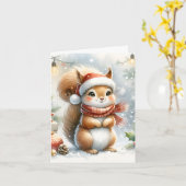 Niedliche Eichhörnchenweihnachtskarte - Traumurlau Karte (Gelbe Blume)