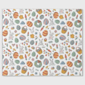Niedliche Eier Bunny Spring Pattern Ostern Geschenkpapier (Flach)