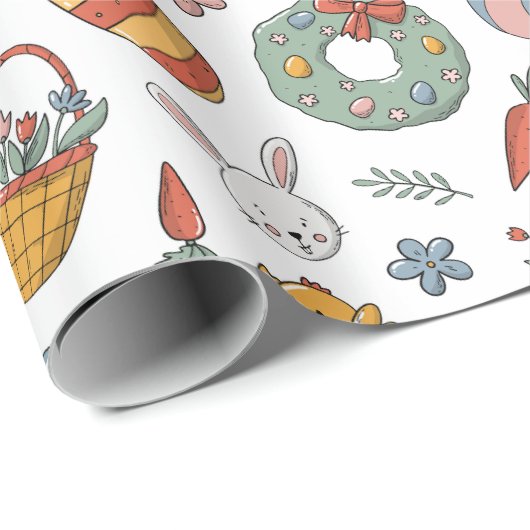 Niedliche Eier Bunny Spring Pattern Ostern Geschenkpapier (Rolleneckpunkt)