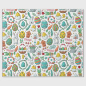 Niedliche Eier Bunny Spring Pattern Ostern Geschenkpapier (Flach)