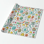 Niedliche Eier Bunny Spring Pattern Ostern Geschenkpapier (Ungerollt)