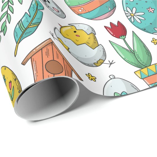 Niedliche Eier Bunny Spring Pattern Ostern Geschenkpapier (Rolleneckpunkt)