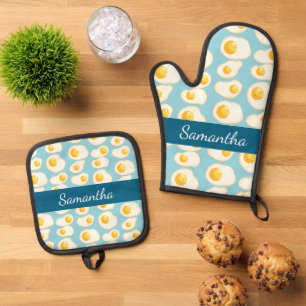 Niedliche Eier Ofenhandschuh & Topflappen-Set