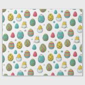 Niedliche Eier Osterküken Wrapping Paper Geschenkpapier (Flach)