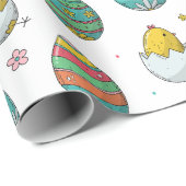 Niedliche Eier Osterküken Wrapping Paper Geschenkpapier (Rolleneckpunkt)