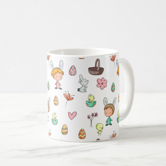 Niedliche Eier Rabbit Kids Pattern Ostern Kaffeetasse (VorderseiteRechts)