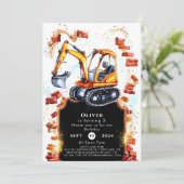 Niedliche einfache Bauweise Geburtstag Einladung (Stehend Vorderseite)