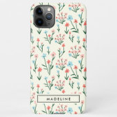 Niedliche einfache botanische Rosa Blauer Blume iPhone Hülle (Rückseite)